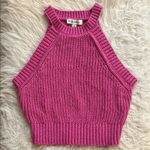 Pink Knit Sleeveless Crop Top Size Small